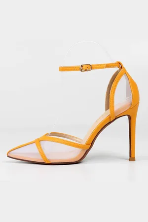 milanoo.com Tacchi alti da donna Slip-on con punta a punta Tacco a spillo Chic giallo con cinturino alla caviglia Tacchi