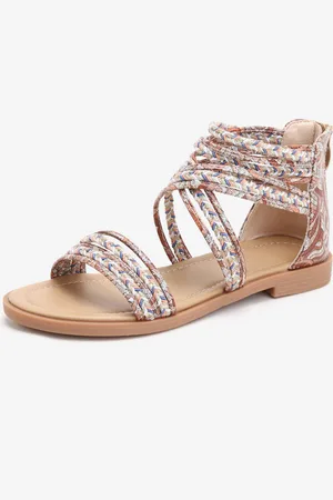 milanoo.com Sandali piatti Boho Sandali aperti con cerniera e punta aperta all\\