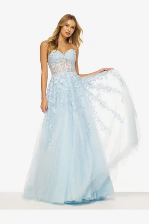 milanoo.com Abito da ballo a-line con scollo a cuore in tulle senza maniche abiti da festa in pizzo