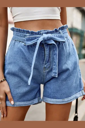 milanoo.com Pantaloncini da donna Pantaloni casual in denim con lacci