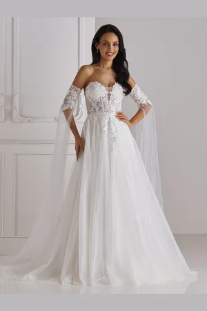 milanoo.com Abiti da sposa Scollo a V Mezze maniche con strascico Abiti da sposa in tulle