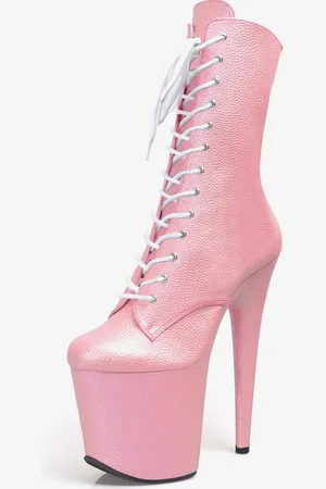 milanoo.com Stivali sexy con tacco alto punta tonda allacciati tacco a spillo da pole dance alti fino alla coscia stivali sopra il ginocchio