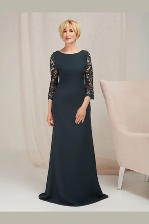 milanoo.com Abito per la madre Gioiello Collo Maniche a 3/4 Sirena Pizzo Abiti da cerimonia per gli ospiti per il matrimonio Personalizzazione gratuita