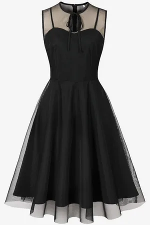 milanoo.com Abito retrò bordeaux trasparente stile Audrey Hepburn anni \\