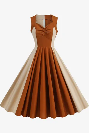 milanoo.com Abito elegante Abito glamour retrò con scollo senza maniche bicolore