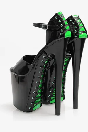 milanoo.com Sandali sexy con tacco alto Scarpe sexy in pelle PU verde erba Punta tonda 3 9 "7 9".