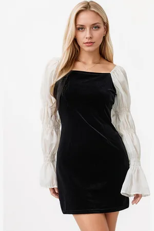 milanoo.com Vestiti aderenti Vestito a tubino casual a maniche lunghe con scollo quadrato