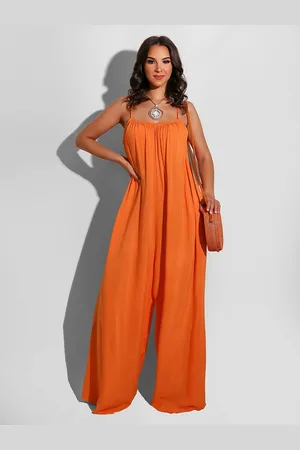 milanoo.com Tuta oversize tinta unita con spalline sottili resort casual 1 pezzo senza schienale