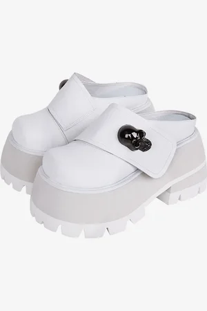milanoo.com Sandali Gothic Lolita Scarpe estive Lolita bianche in pelle PU con punta tonda