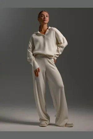 milanoo.com Set di pantaloni in maglia pullover con spalle scoperte e pantaloni a gamba larga da donna
