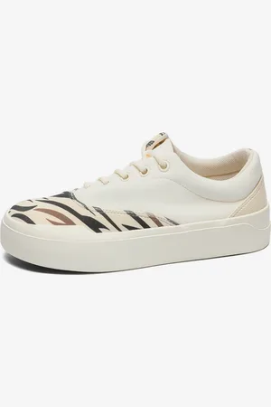 milanoo.com Sneakers da donna con punta tonda in pelle PU bianca e stampa stelle (<1") Scarpe casual