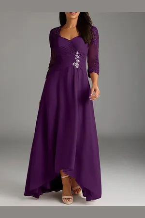 milanoo.com Abito da madre della sposa elegante con scollo a cuore in pizzo lungo abito da festa per matrimonio