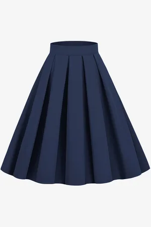 milanoo.com Gonna per donna Pantaloni da donna a strati in vita rialzata a pieghe blu scuro
