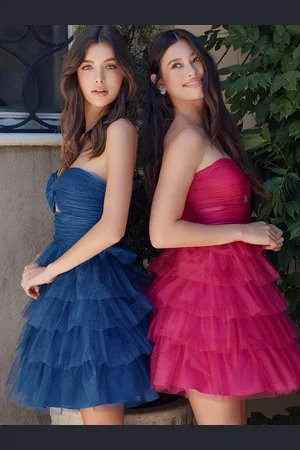 milanoo.com Con abito da ballo corto corto scollatura ritagliata in tulle