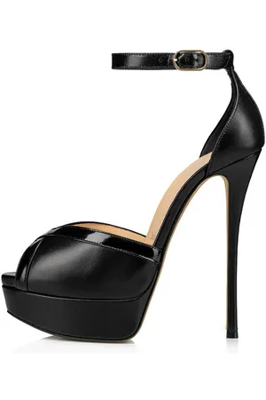 milanoo.com Sandali con tacco alto Scarpe da ballo aperte in poliestere nero Scarpe da festa da donna