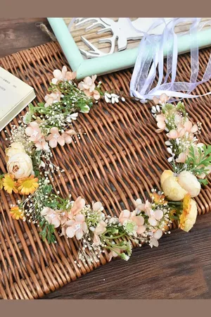 milanoo.com Accessori per capelli da sposa in poliestere con copricapo per fiori da sposa rosa