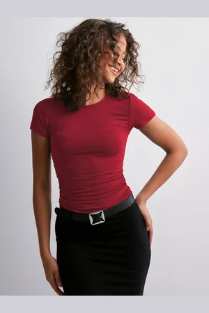 milanoo.com T-shirt a maniche corte tinta unita girocollo a strati per donna