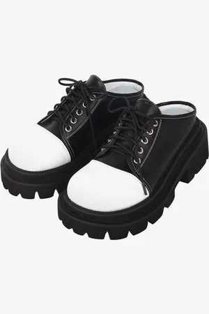 milanoo.com Sandali Gothic Lolita Punta tonda Pelle PU Scarpe estive Lolita nere