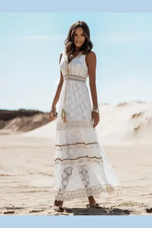 milanoo.com Abito midi chic a maniche lunghe con scollo a V