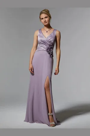 milanoo.com Abito da festa per la madre della sposa Scollo a V senza maniche Fiori a sirena con strascico Abiti da ospite per il matrimonio