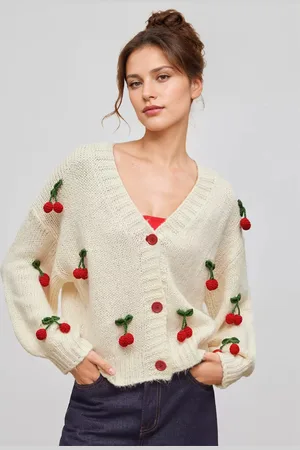 milanoo.com Maglioni Cardigan Poliestere Bicolore Maniche Lunghe Scollo a V