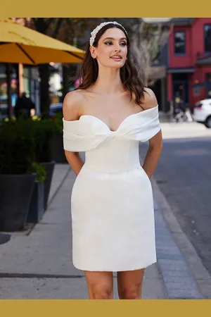 milanoo.com Abito da sposa corto Abito da sposa corto senza spalline e senza maniche a tubino Personalizzazione gratuita