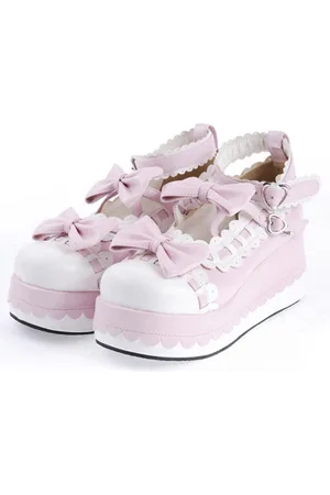 milanoo.com Sweet Lolita High Platform Lolita Shoes Bow Decor cinturini alla caviglia con finiture