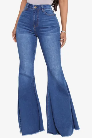 milanoo.com Flare Jeans Pantaloni a campana in cotone a vita alta da donna 2025