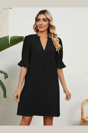 milanoo.com Abiti a trapezio Abito a tunica da donna moderno azzurro cielo con scollo a V