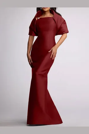 milanoo.com Abito da sposa per invitati abito da madre della sposa lungo fino al pavimento con perline e mantello rimovibile