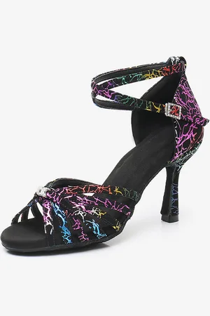 milanoo.com Scarpe da ballo latino nere con punta tonda e scarpe da ballo da sala