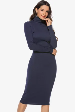 milanoo.com Abito in maglia per donna comodo poliestere maniche lunghe collo alto