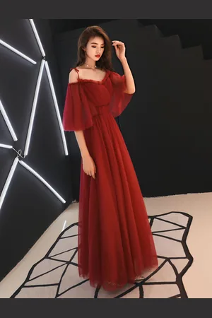 milanoo.com Maxi abito da sera formale in tulle con scollo a barchetta