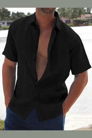 milanoo.com Camicie casual da uomo con colletto rovesciato maniche corte estive da spiaggia