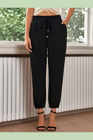 milanoo.com Pantaloni Pantaloni a vita rialzata con lacci rosso mattone