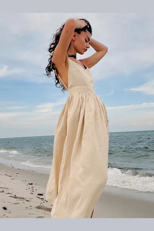 milanoo.com Abito Boho con scollo a V senza maniche abiti estivi casual da spiaggia