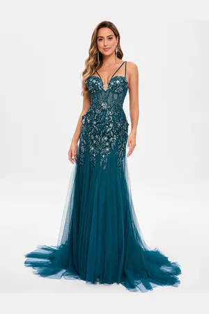milanoo.com Abito da ballo in tulle senza spalline a sirena senza maniche con paillettes Abiti da festa