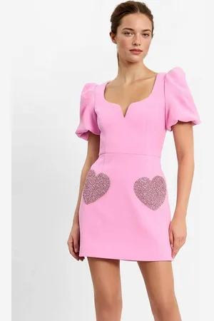 milanoo.com Dolce abito estivo progettato mini abiti stampati a cuore con scollatura