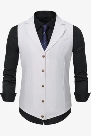 milanoo.com Gilet da uomo da cerimonia formale con colletto rovesciato bottoni casual da abito