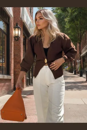 milanoo.com Maglioni Cardigan Scollo a V Un Bottone Maniche Lunghe Primavera Casual Capispalla Per Donna 2025