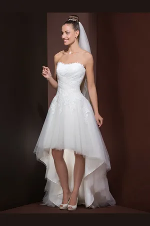 milanoo.com Abito da sposa corto di pizzo smanicato Abiti da sposa