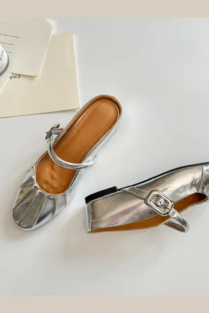 milanoo.com Scarpe basse senza schienale con dettaglio fibbia increspata da donna