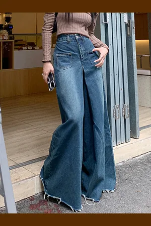 milanoo.com Jeans dritti Pantaloni larghi a vita alta a vita alta da donna 2025