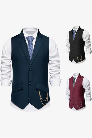 milanoo.com Gilet da uomo con catena e bavero per festa di nozze