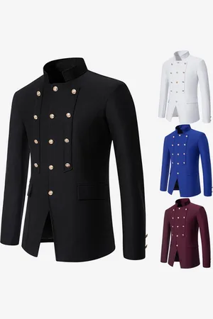 milanoo.com Blazer da uomo Giacche Abiti casual Uomo Formali Comodi Giacche nere vintage