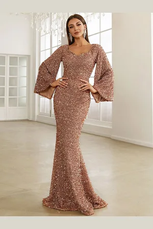 milanoo.com Abito lungo a sirena con paillettes Scollo a cuore Abiti eleganti da ballo