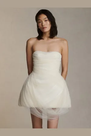 milanoo.com Abito da sposa corto senza spalline in tulle smanicato Abiti da sposa