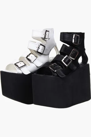 milanoo.com Lolita Sandali Scarpe alta piattaforma cuoio con fibbie
