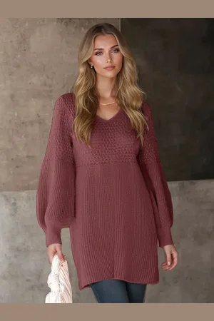 milanoo.com Abito in maglia con lanterna maniche lunghe scollo a V mini abito primaverile per donna 2025