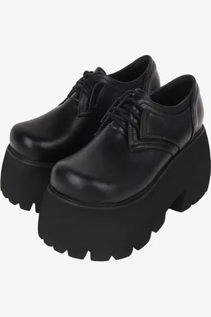 milanoo.com Stivali Lolita gotici Calzature Lolita in pelle PU nera con punta tonda